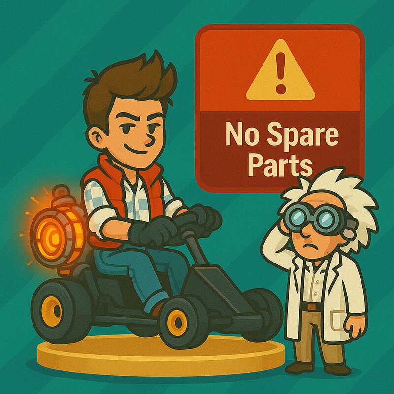 image of a cool kid with red vest in a fusion go-cart with a scientist standing by